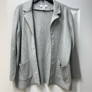 Magaschoni Light Grey Cardigan Wool Blend with Pockets Sz Large